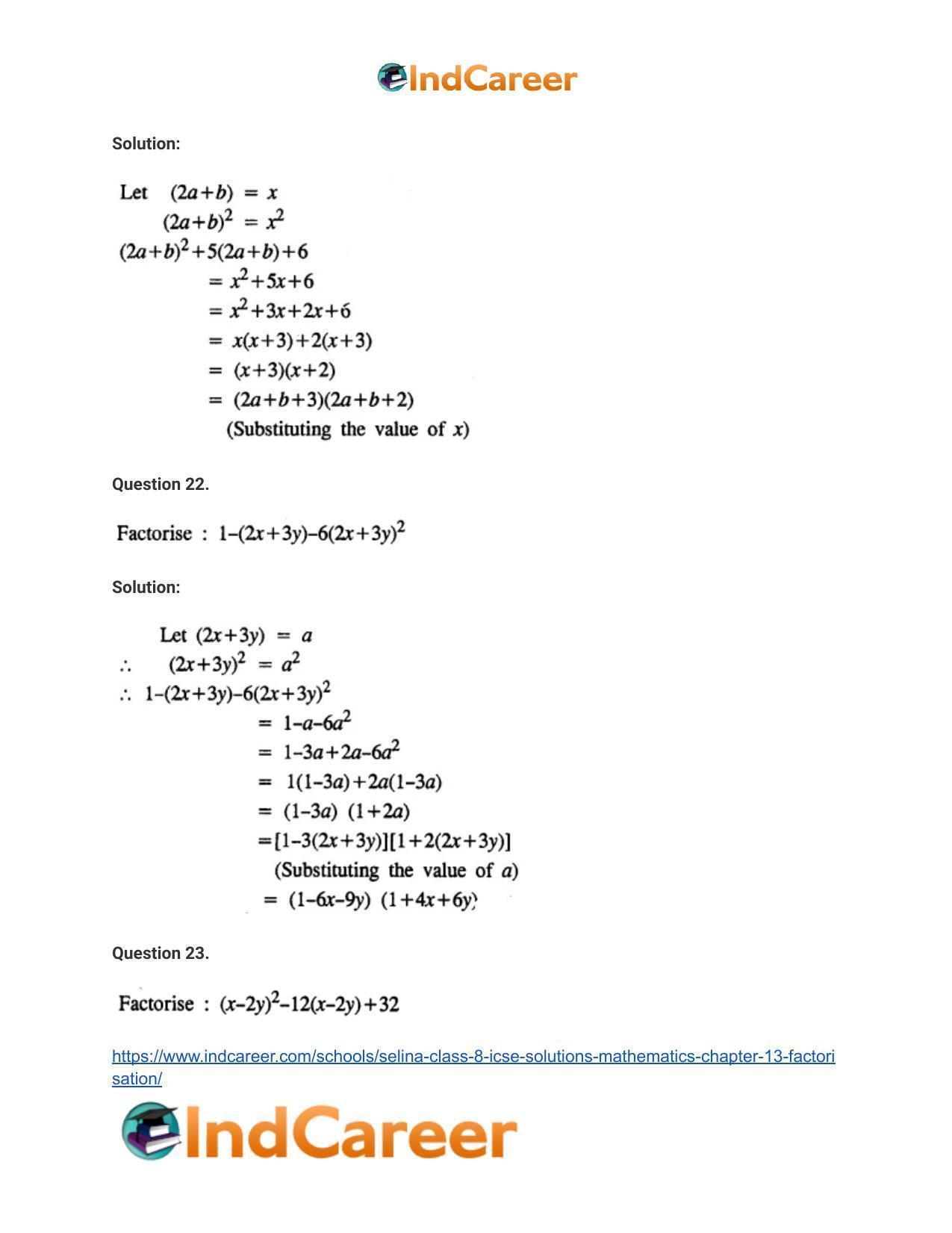 Selina Class 8 ICSE Solutions Mathematics : Chapter 13- Factorisation - Page 28