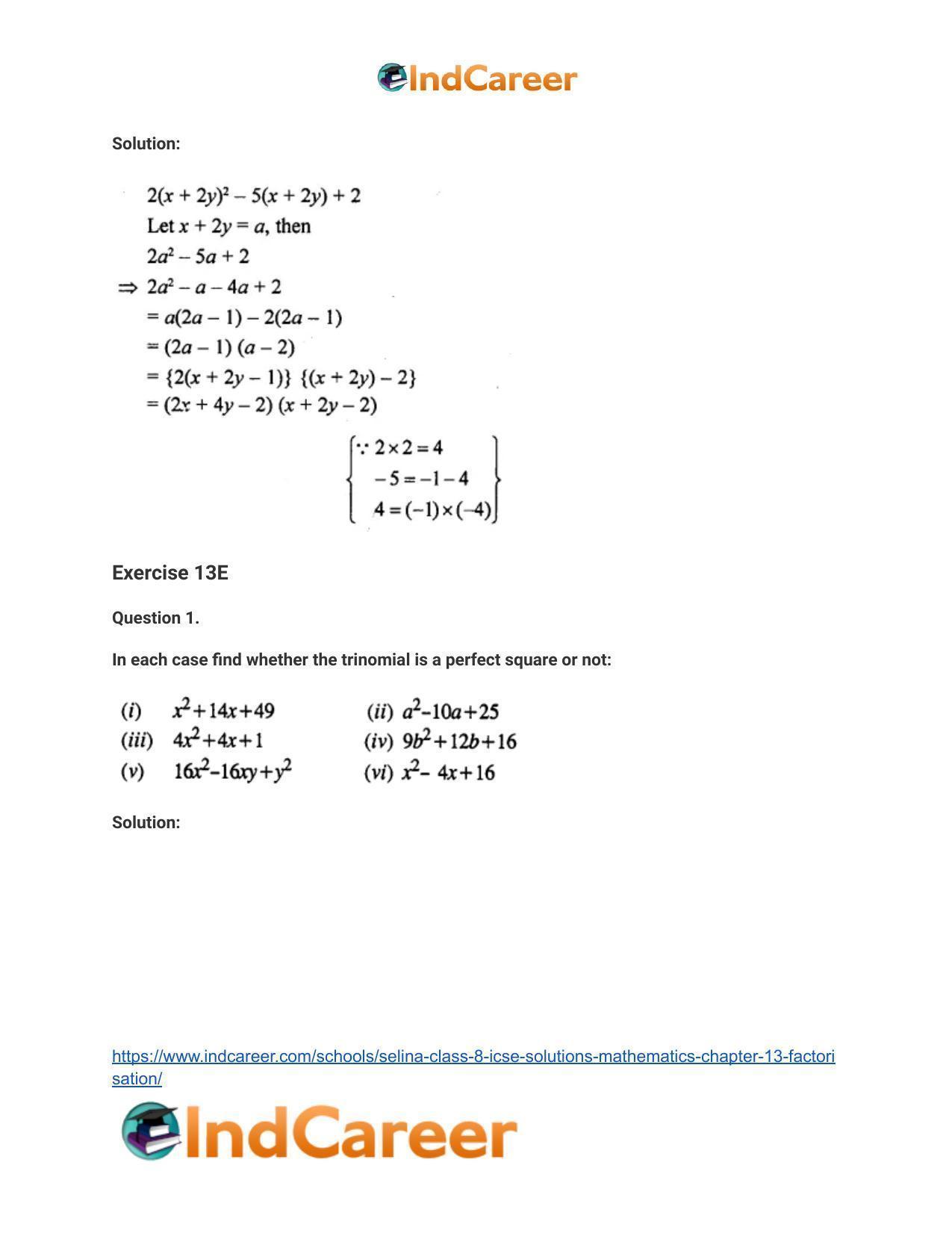 Selina Class 8 ICSE Solutions Mathematics : Chapter 13- Factorisation - Page 30