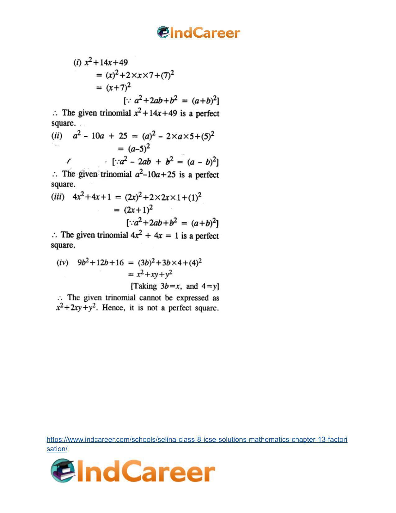Selina Class 8 ICSE Solutions Mathematics : Chapter 13- Factorisation - Page 31