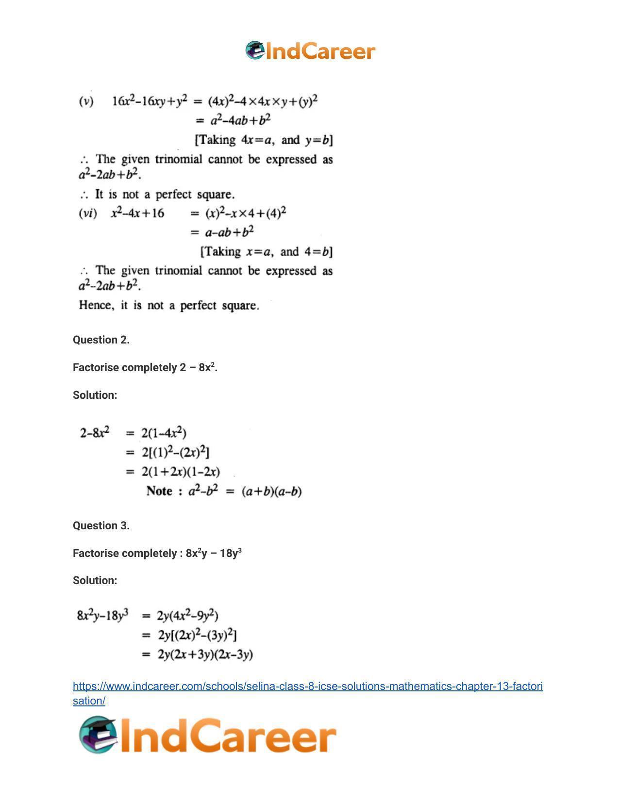 Selina Class 8 ICSE Solutions Mathematics : Chapter 13- Factorisation - Page 32