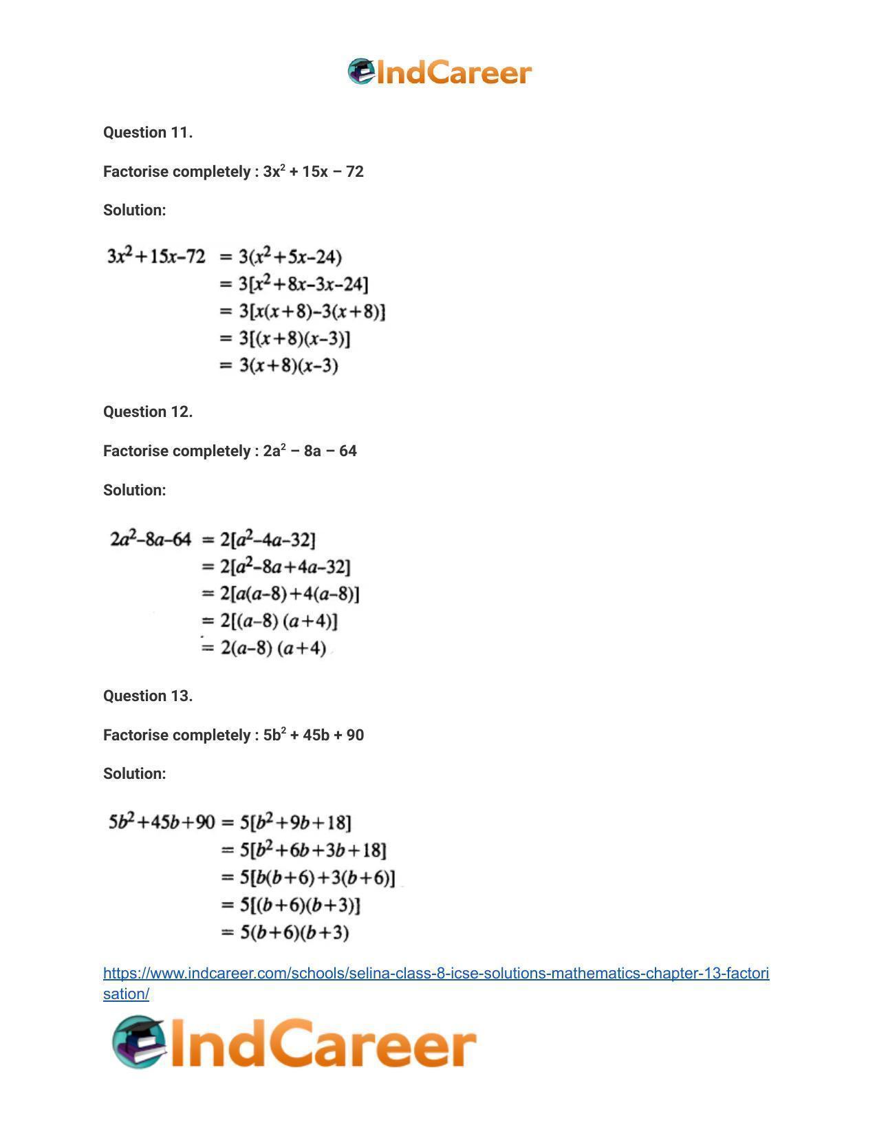 Selina Class 8 ICSE Solutions Mathematics : Chapter 13- Factorisation - Page 35