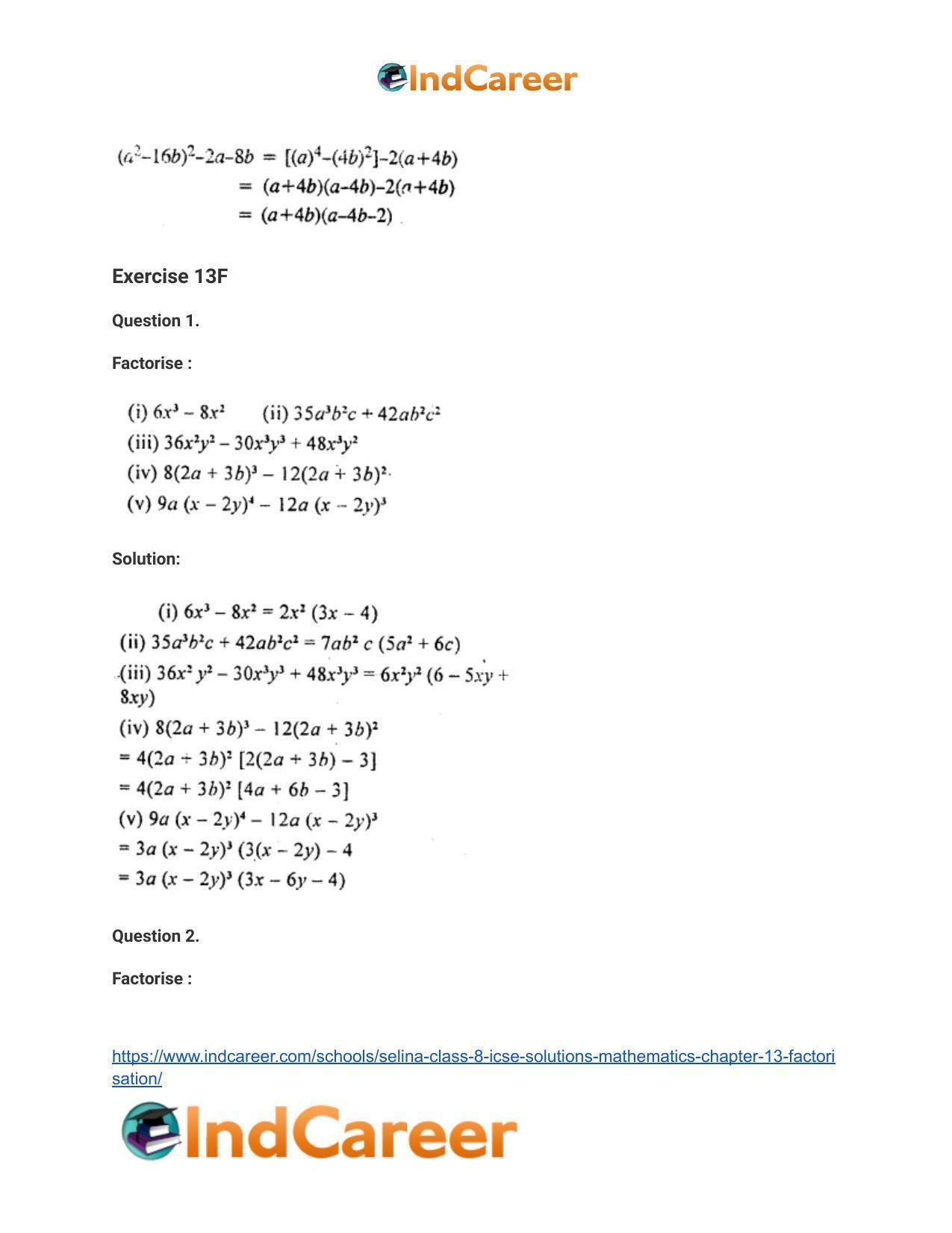 Selina Class 8 ICSE Solutions Mathematics : Chapter 13- Factorisation - Page 38