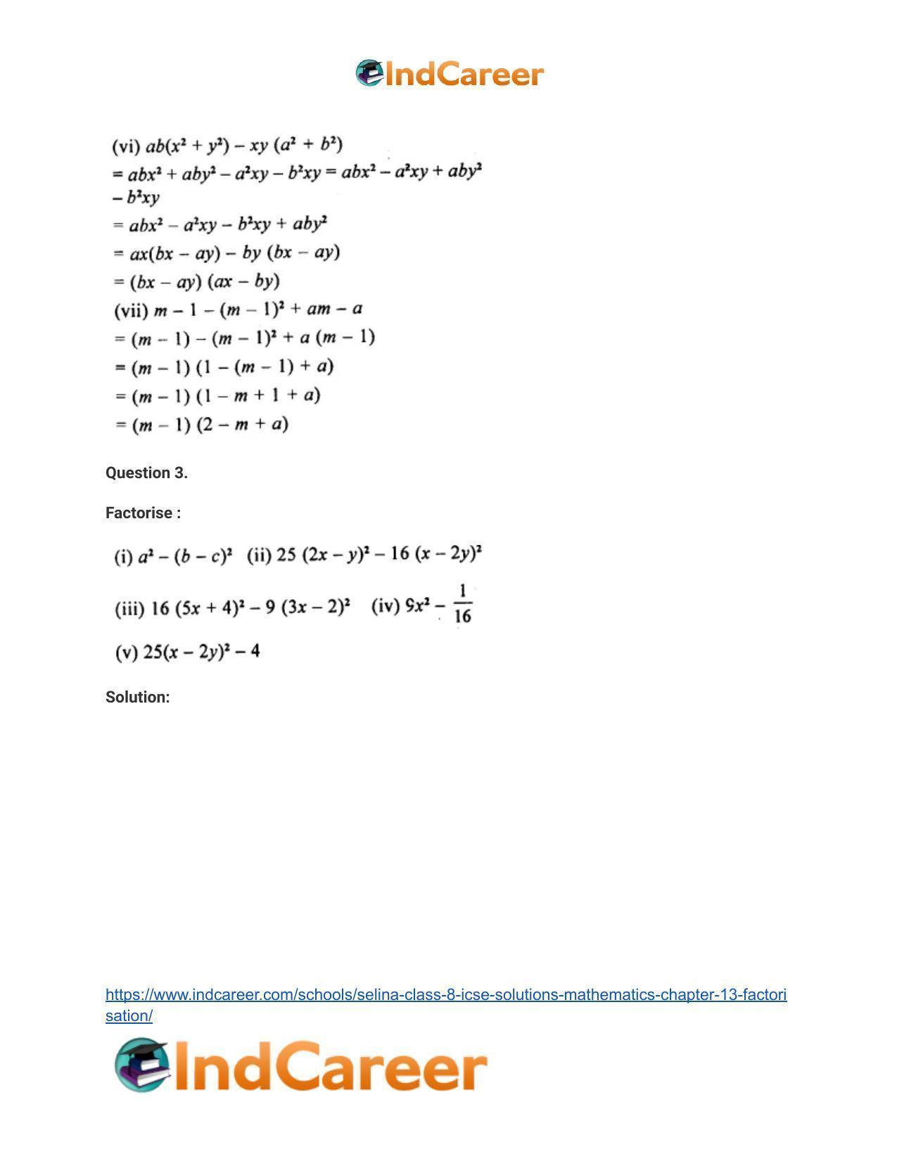 Selina Class 8 ICSE Solutions Mathematics : Chapter 13- Factorisation - Page 40