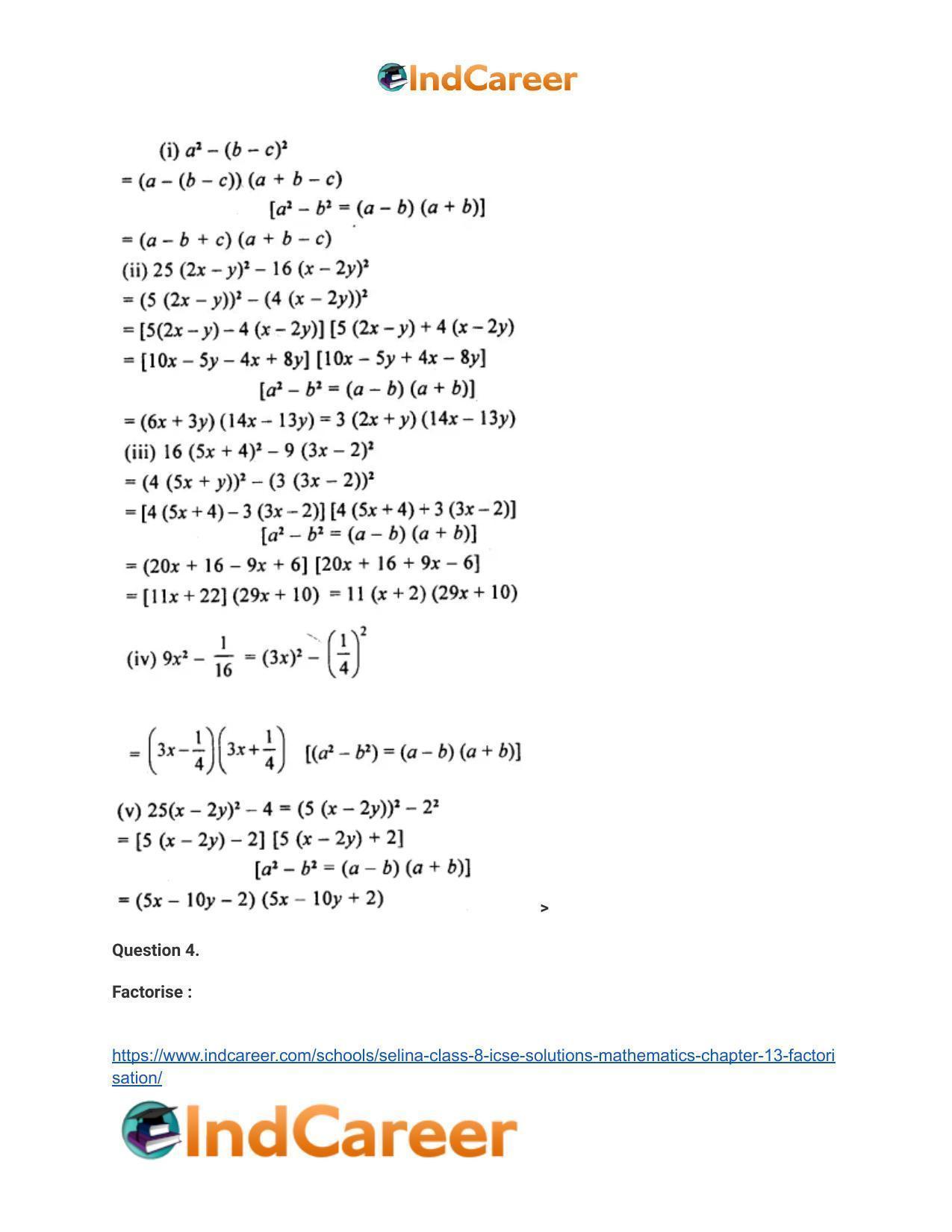 Selina Class 8 ICSE Solutions Mathematics : Chapter 13- Factorisation - Page 41