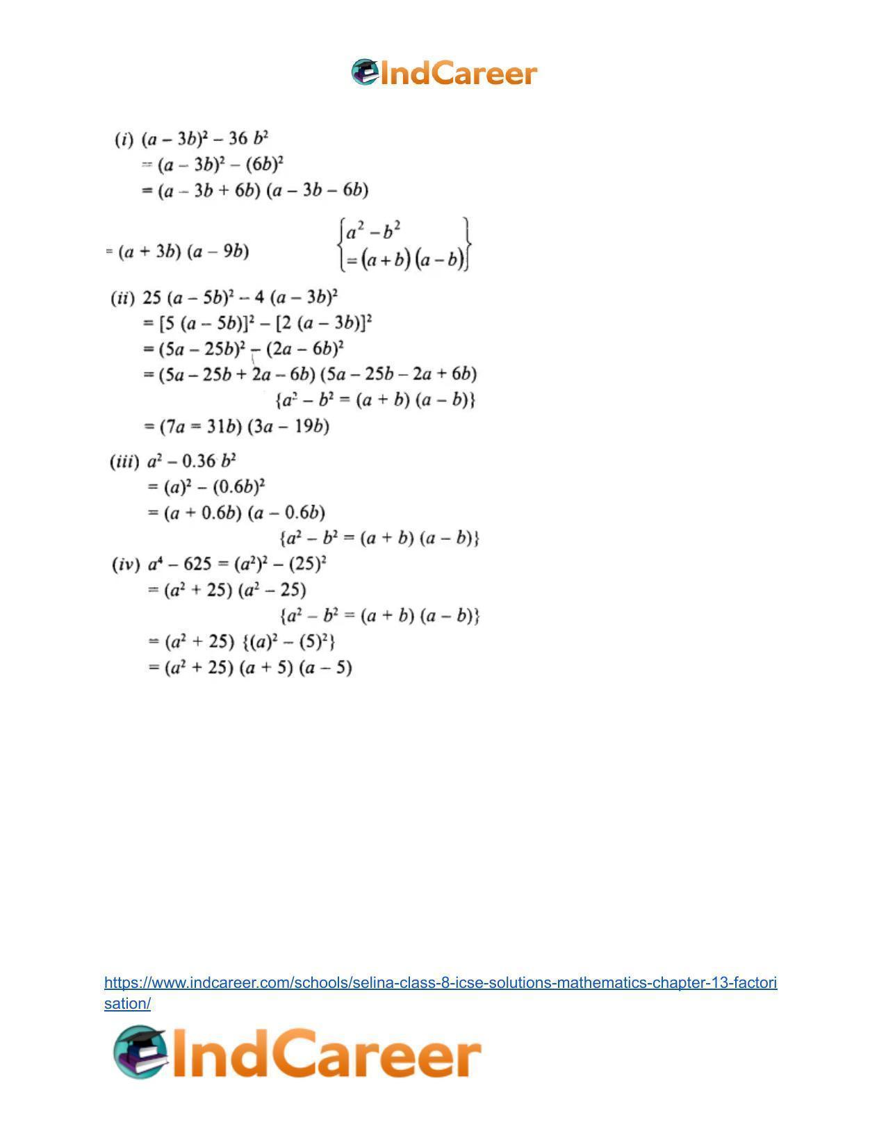 Selina Class 8 ICSE Solutions Mathematics : Chapter 13- Factorisation - Page 47