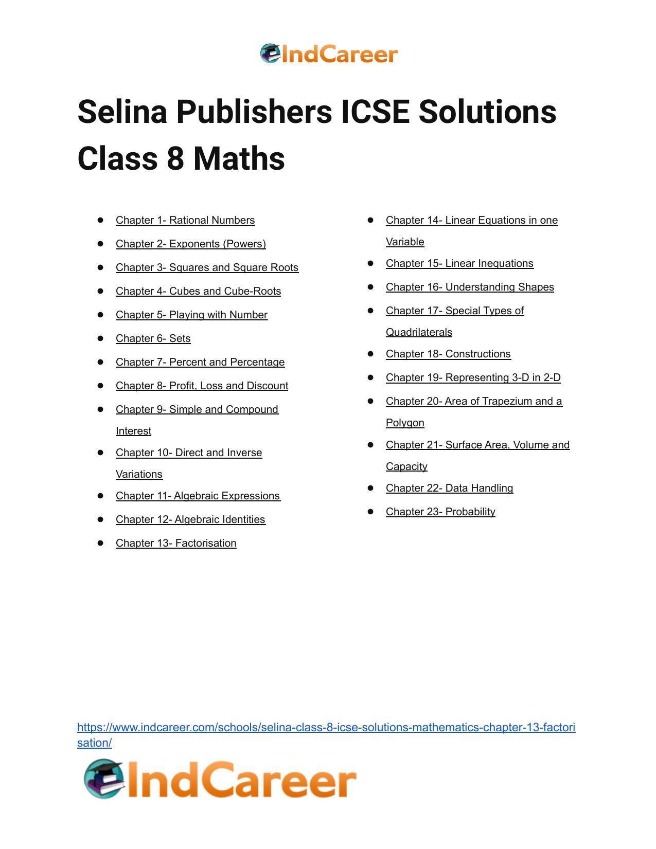 Selina Class 8 ICSE Solutions Mathematics : Chapter 13- Factorisation - Page 50