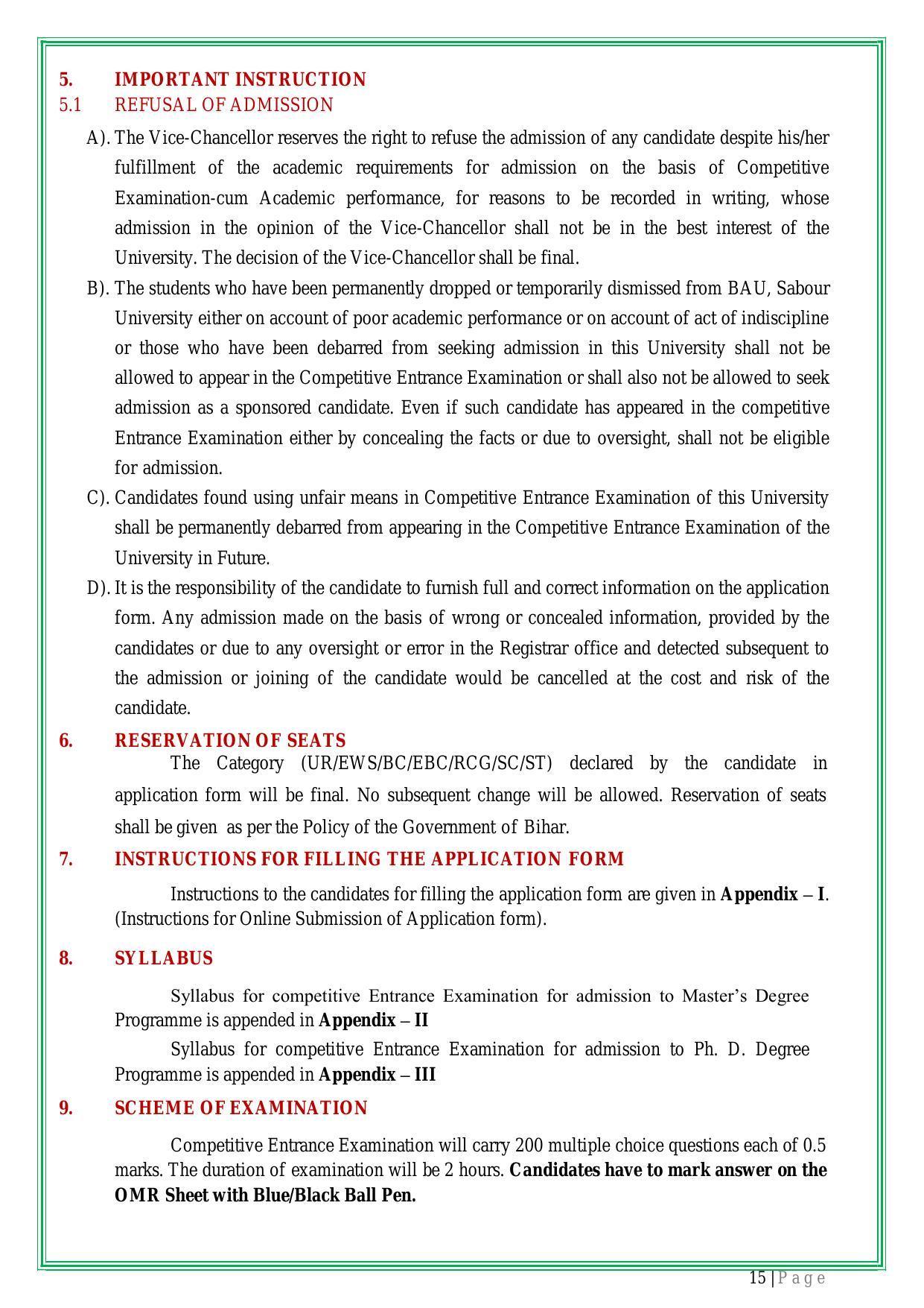 Bihar Agricultural University PG Entrance Exam - Page 16