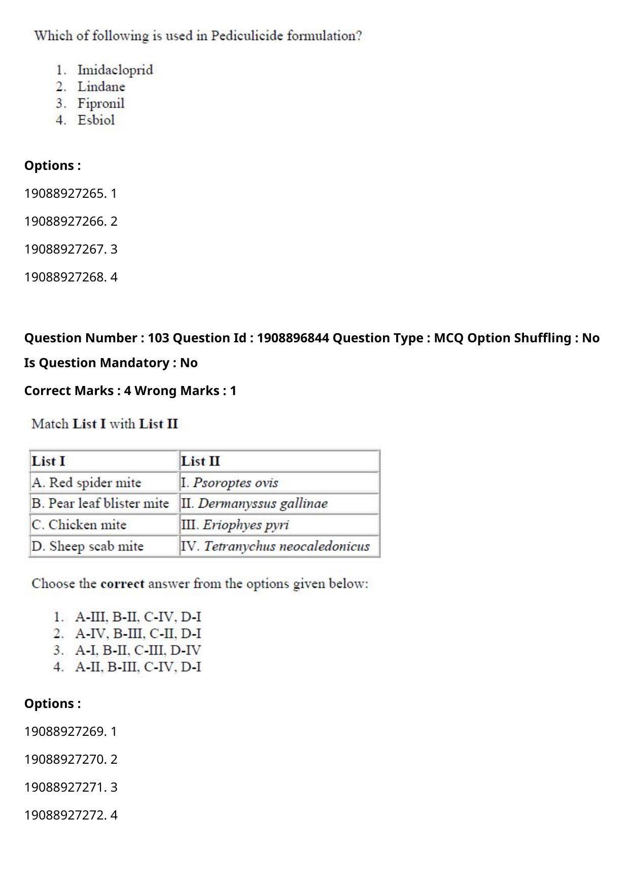 ICAR AIEEA PG 2021 ENTOMOLOGY AND NEMATOLOGY Question Paper - Page 54