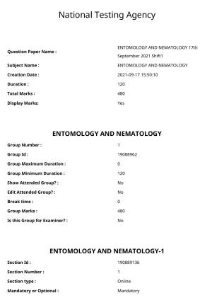 ICAR AIEEA PG 2021 ENTOMOLOGY AND NEMATOLOGY Question Paper