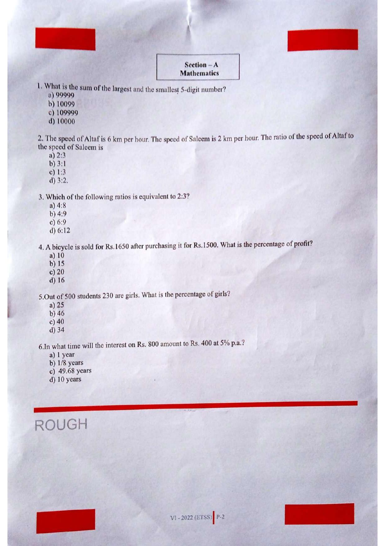 JKSSEE 2022 Class 6  PaperQuestion - Page 2