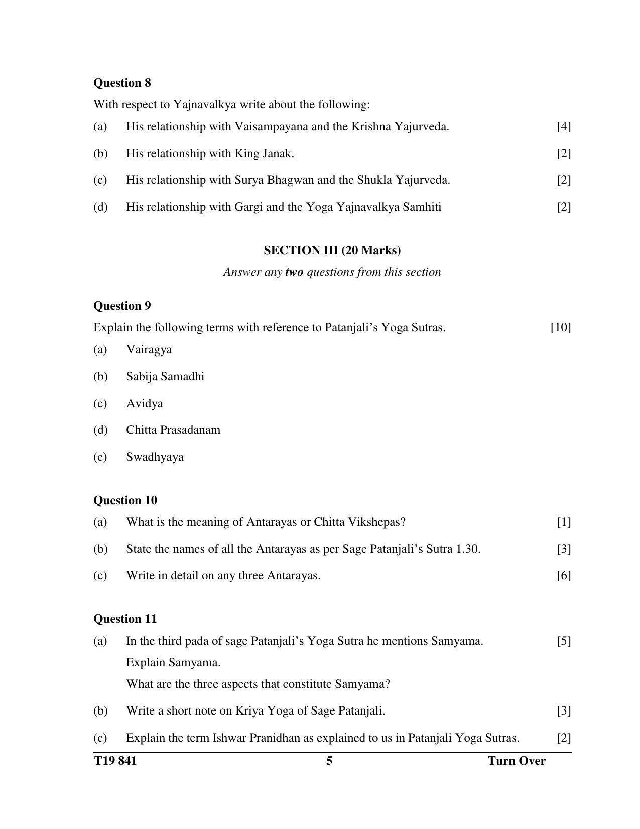 ISC Class 12 2019 Yoga Question Paper - Page 5