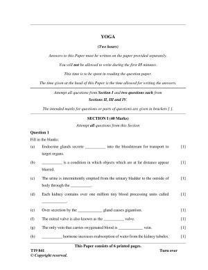 ISC Class 12 2019 Yoga Question Paper
