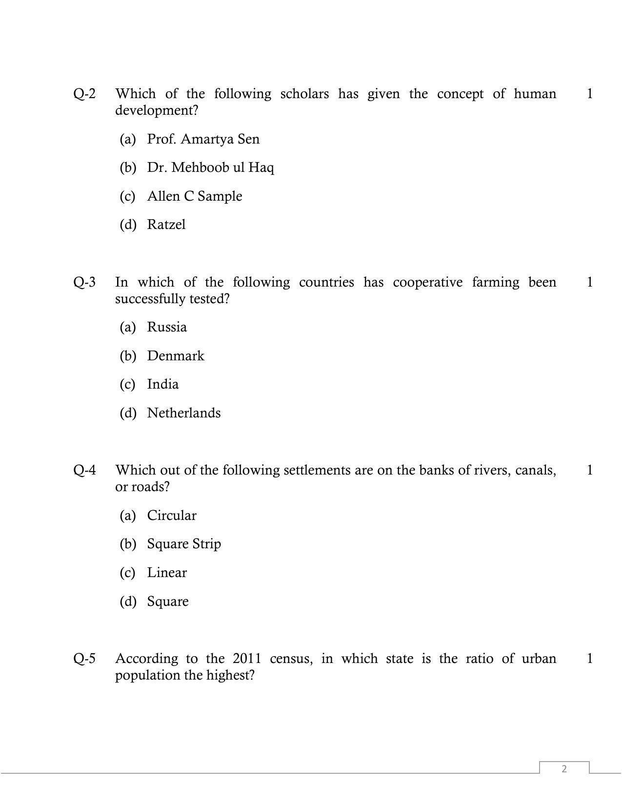 UP Board Class 12 Geography Model Papers 2023 - Page 2