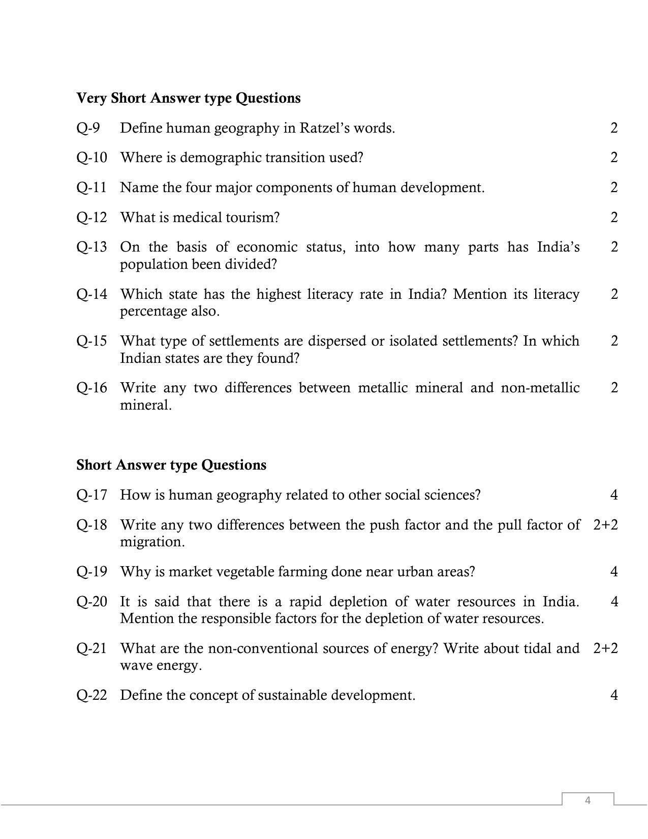 UP Board Class 12 Geography Model Papers 2023 - Page 4