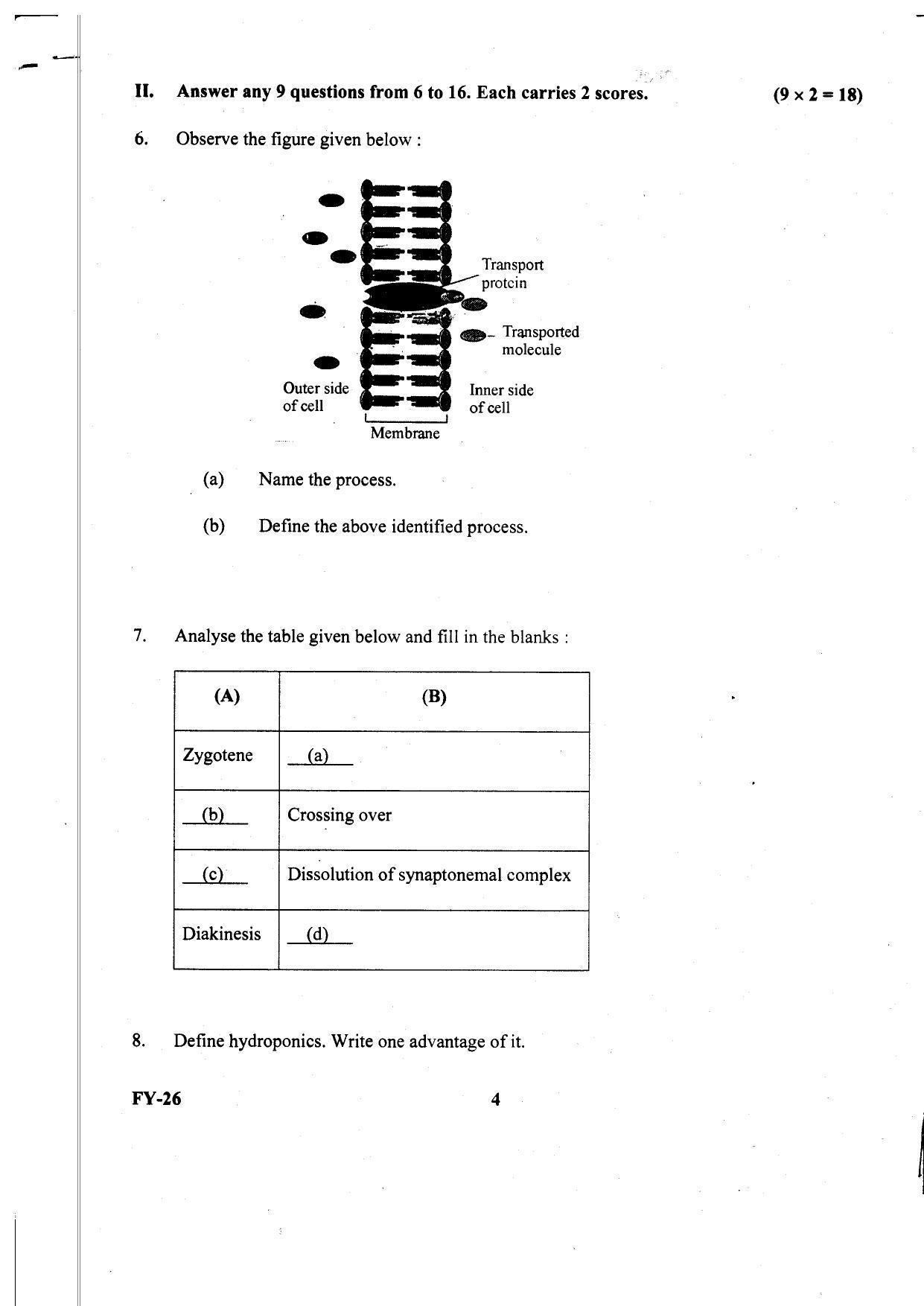 Kerala Plus One 2020 Biology Question Papers (Annual) - Page 4