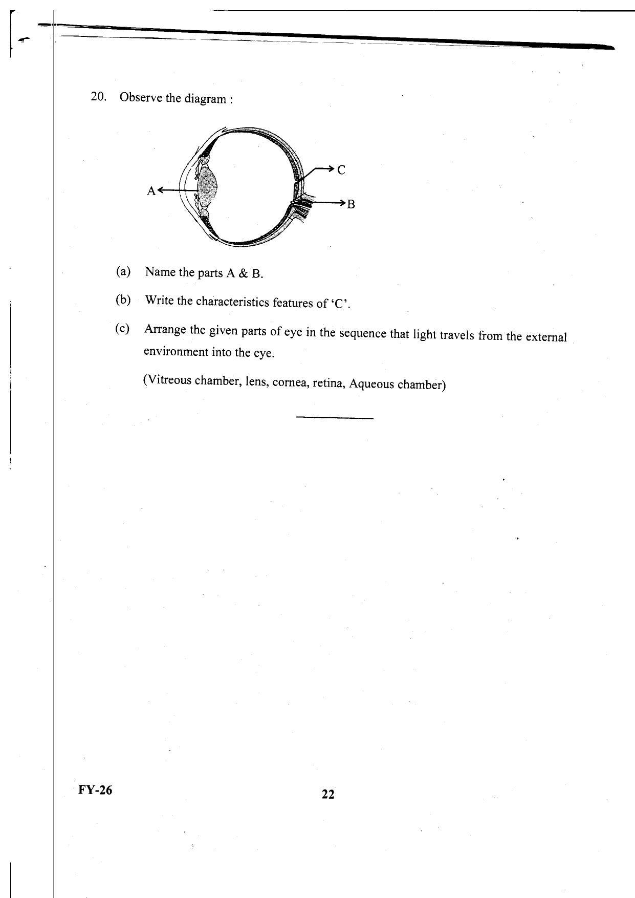 Kerala Plus One 2020 Biology Question Papers (Annual) - Page 22