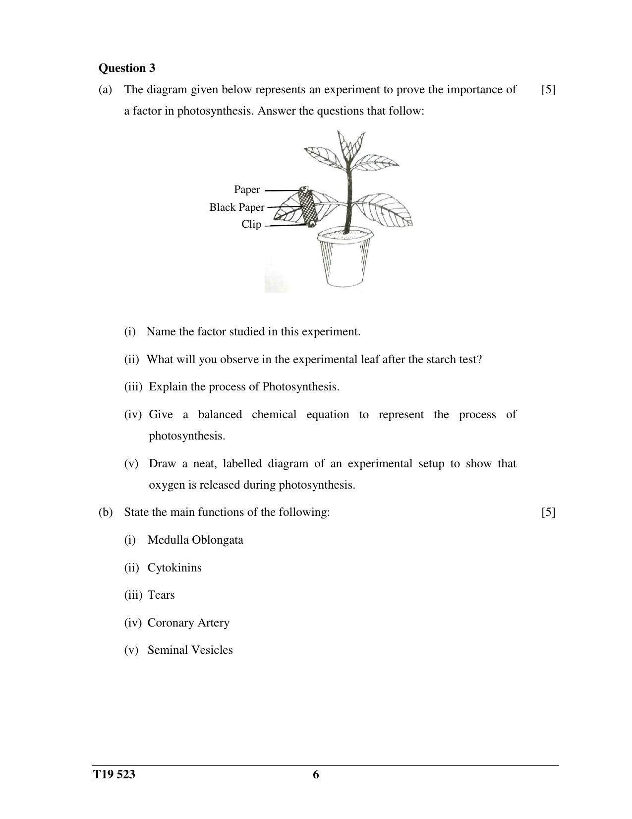 ICSE Class 10 Science Paper 3 (Biology) 2019 Question Paper - Page 6