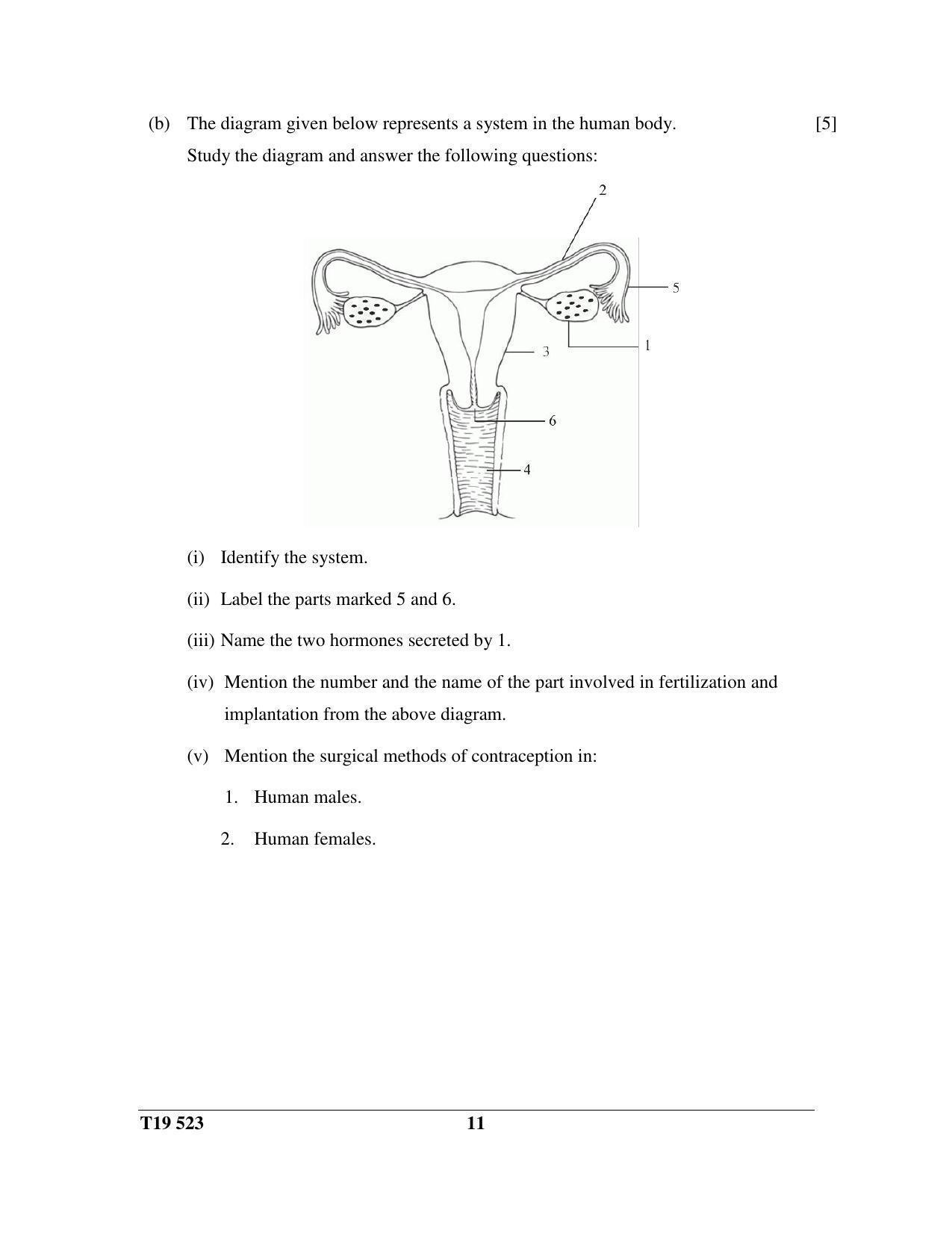 ICSE Class 10 Science Paper 3 (Biology) 2019 Question Paper - Page 11