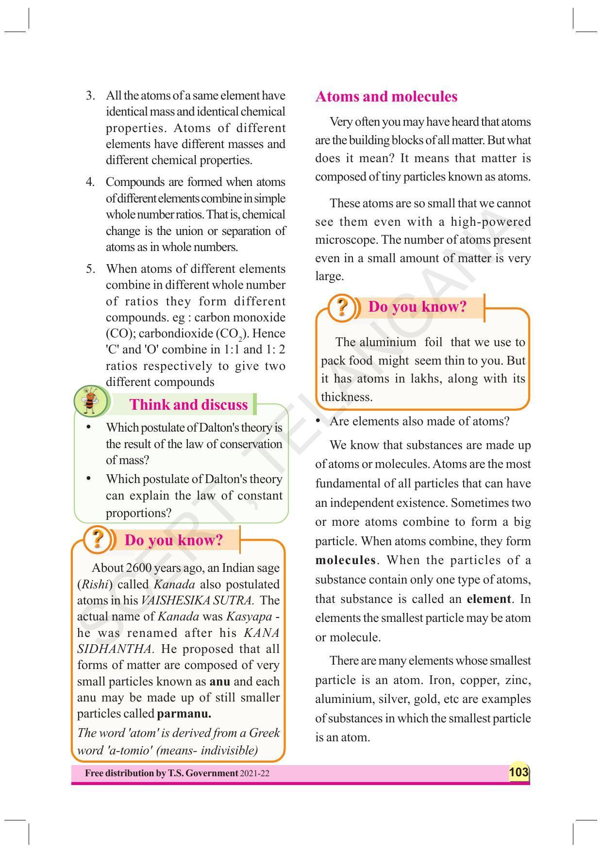 TS SCERT Class 9 Physical Science (English Medium) Text Book - Page 115