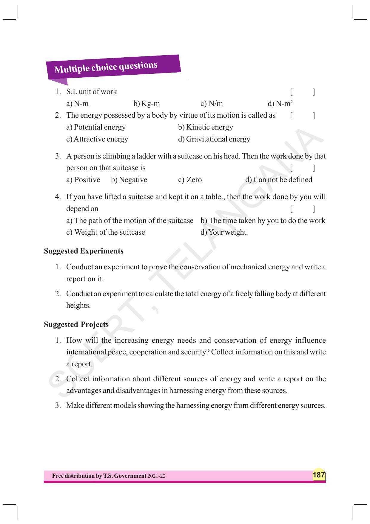 TS SCERT Class 9 Physical Science (English Medium) Text Book - Page 199