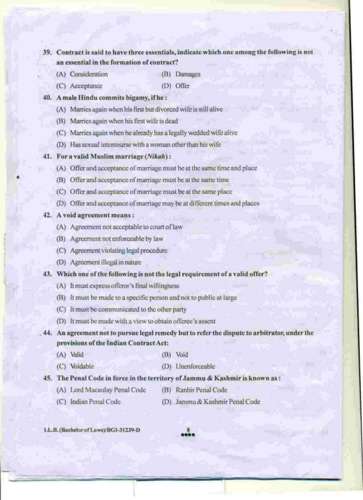 PU LLB 2015 Question Paper - Page 8