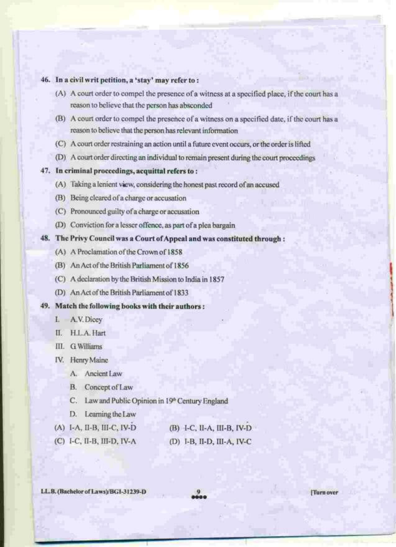PU LLB 2015 Question Paper - Page 9