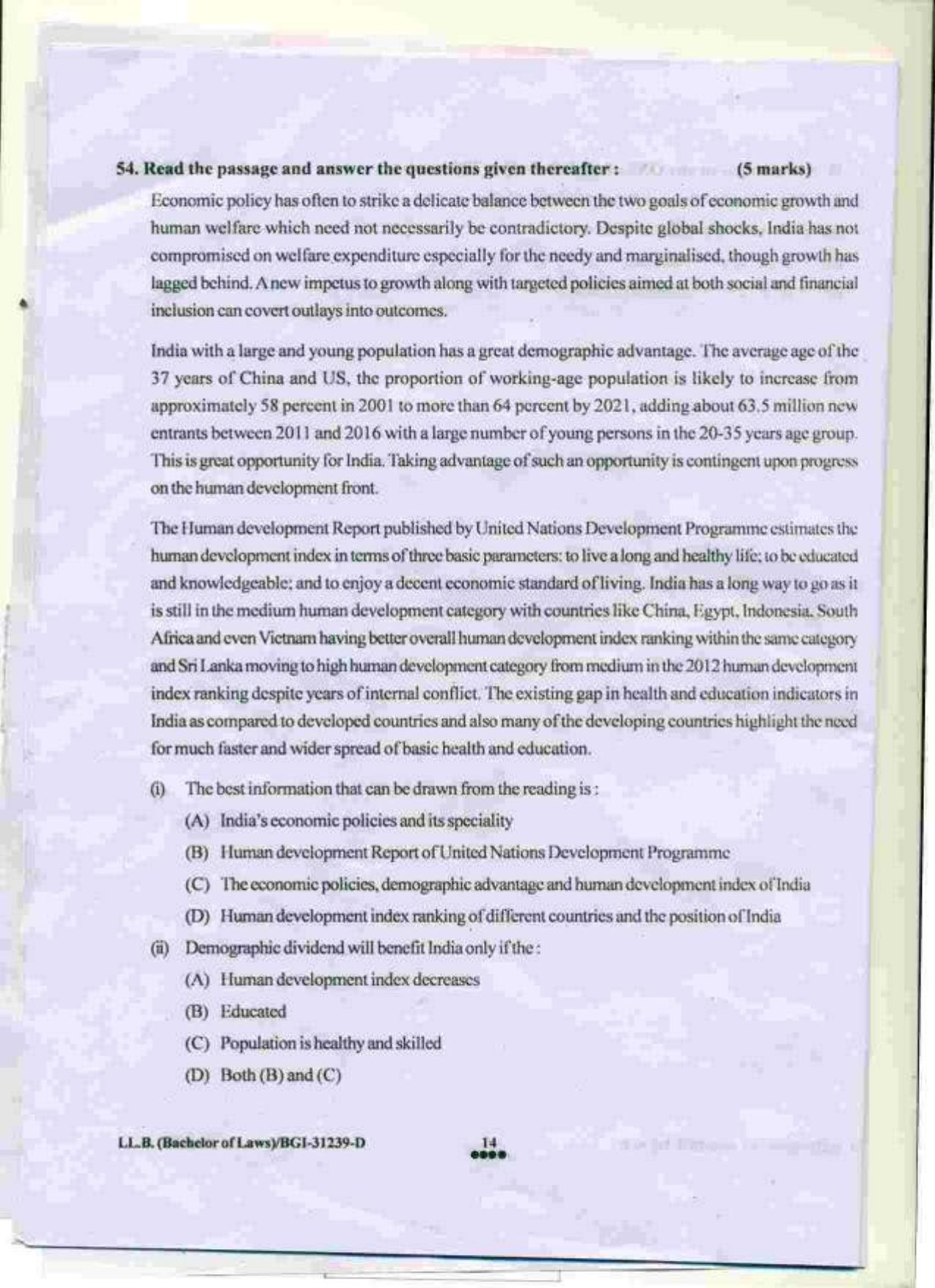 PU LLB 2015 Question Paper - Page 14