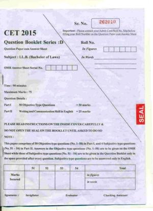 PU LLB 2015 Question Paper