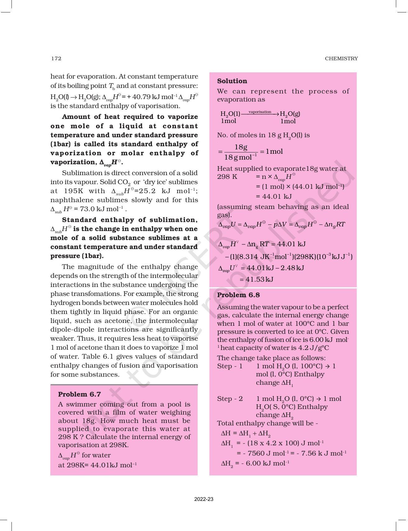 NCERT Book for Class 11 Chemistry Chapter 6 Thermodynamics