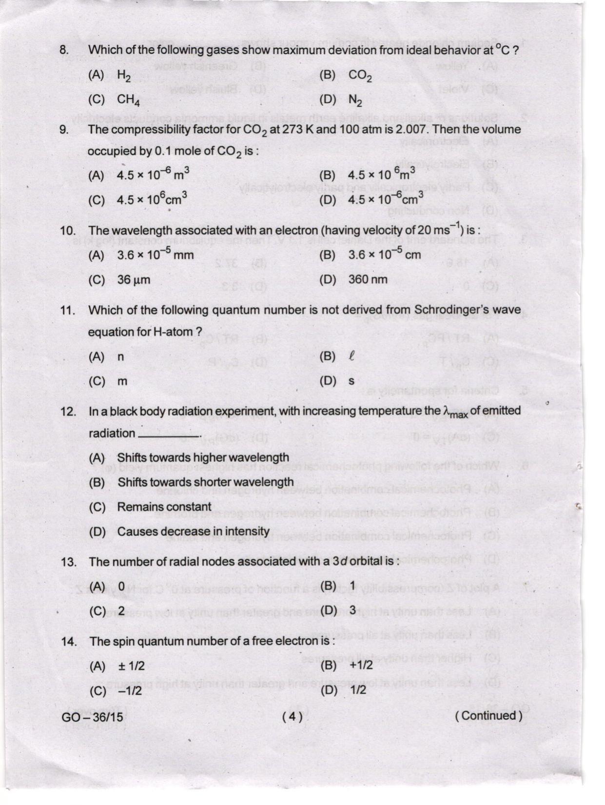 Odisha CPET 2024 CHEMISTRY Question Paper - Page 4