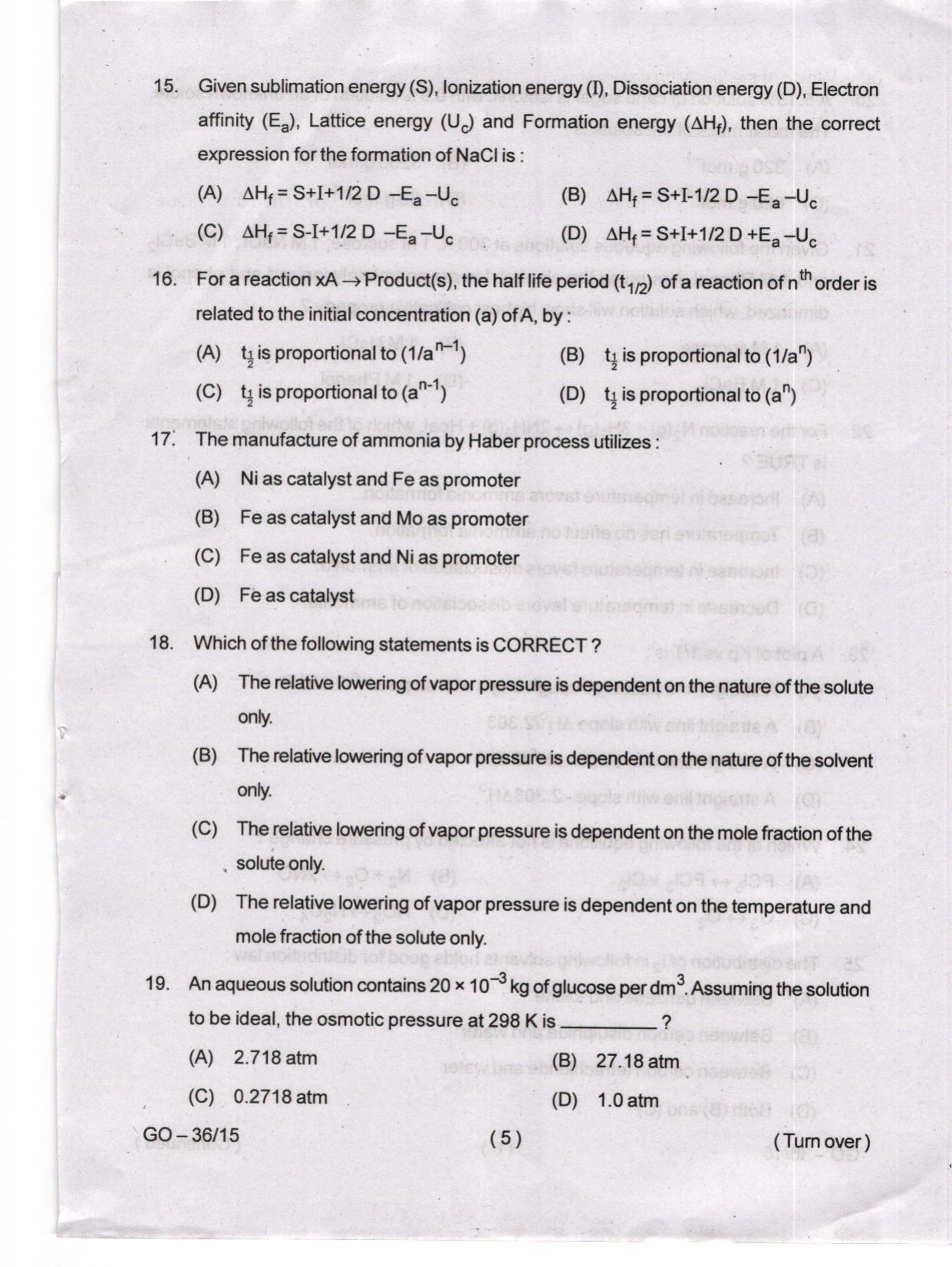 Odisha CPET 2024 CHEMISTRY Question Paper - Page 5