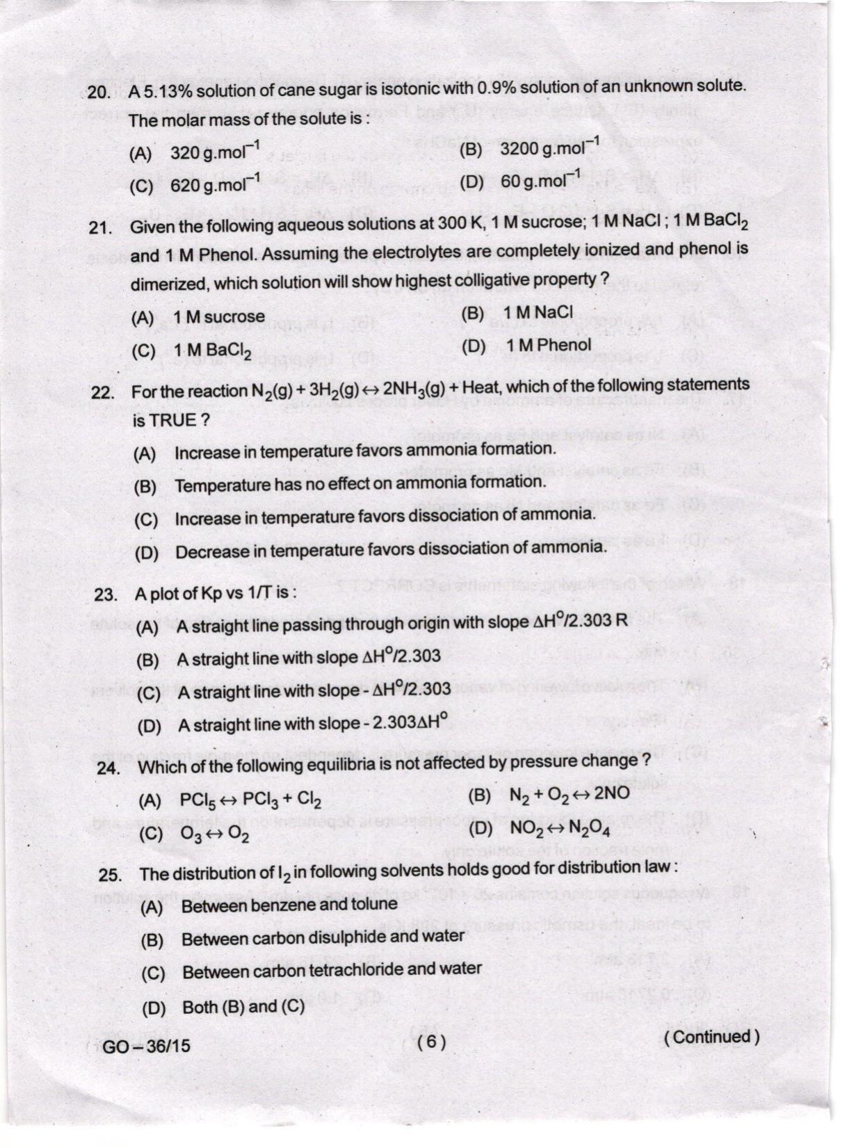 Odisha CPET 2024 CHEMISTRY Question Paper - Page 6