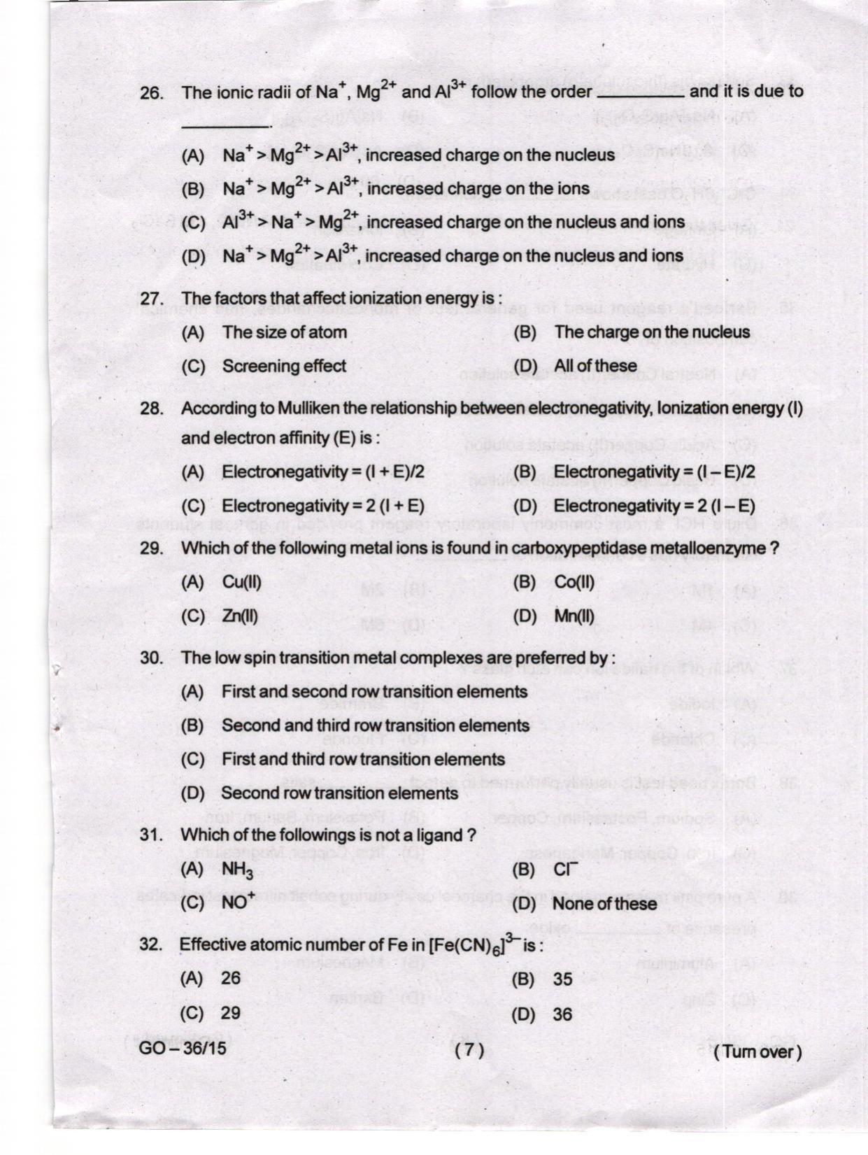 Odisha CPET 2024 CHEMISTRY Question Paper - Page 7