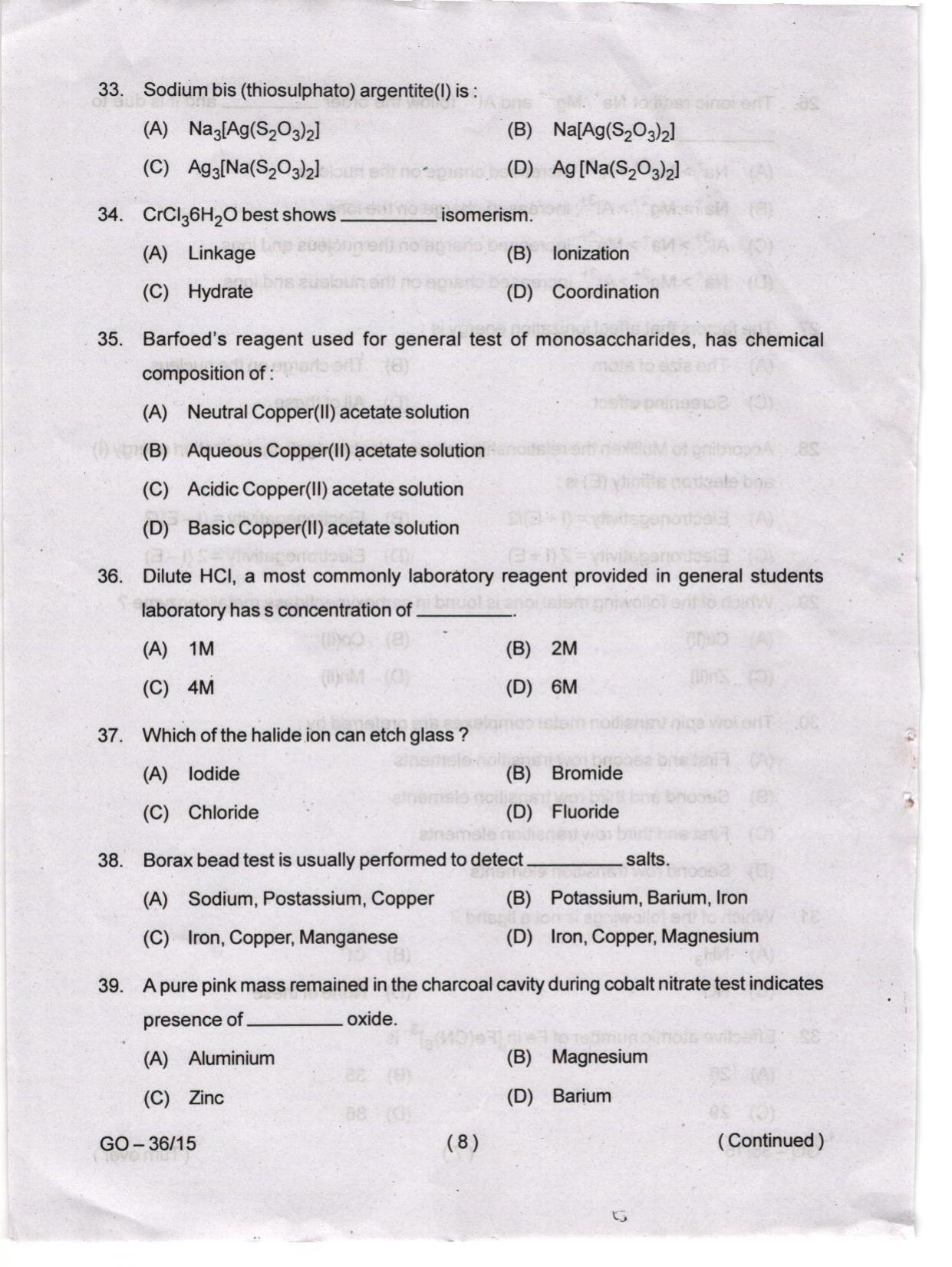 Odisha CPET 2024 CHEMISTRY Question Paper - Page 8
