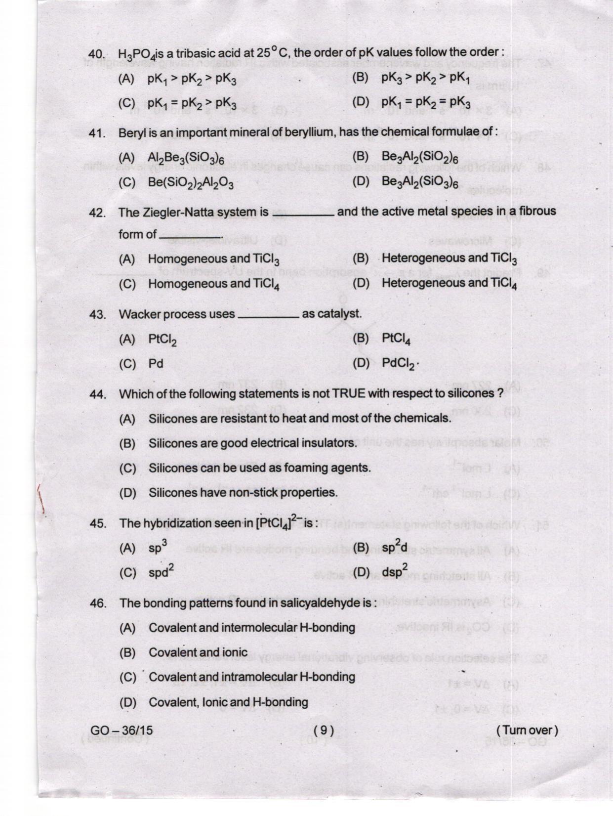 Odisha CPET 2024 CHEMISTRY Question Paper - Page 9