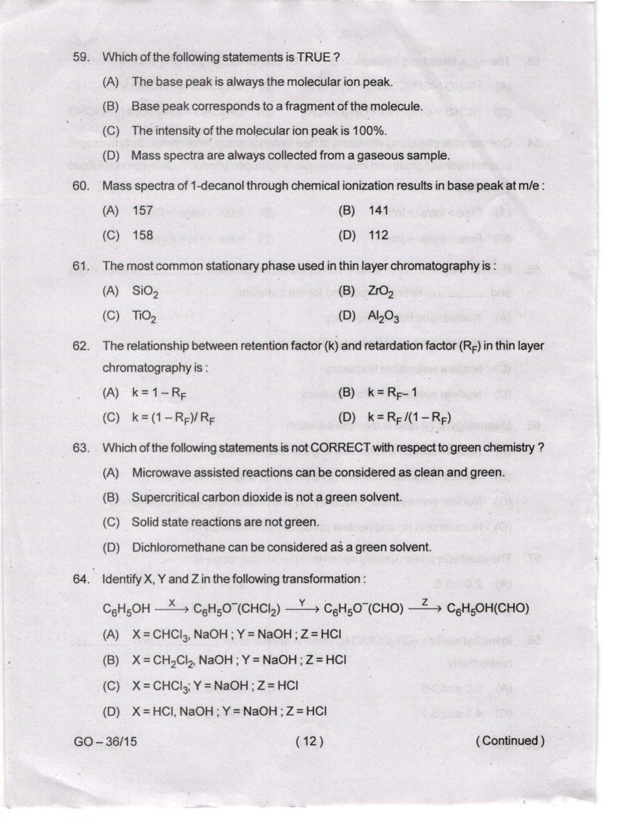 Odisha CPET 2024 CHEMISTRY Question Paper - Page 12