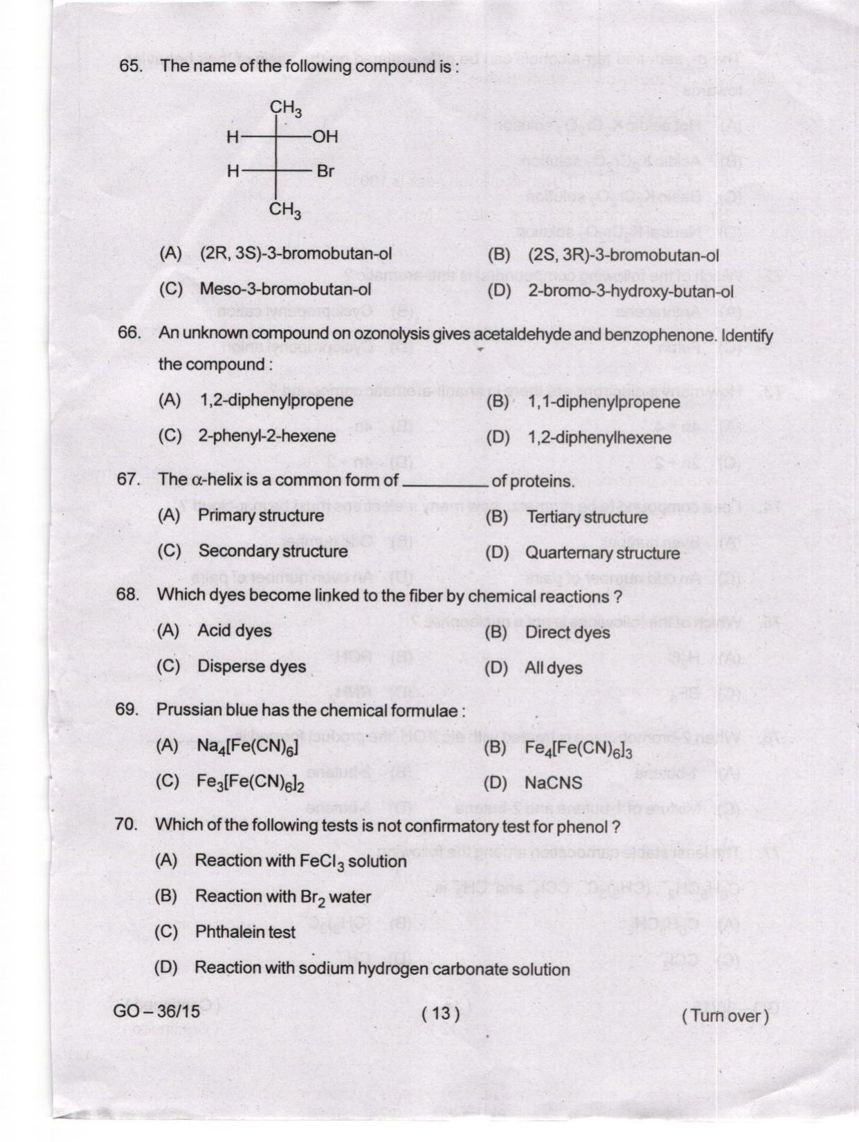 Odisha CPET 2024 CHEMISTRY Question Paper - Page 13