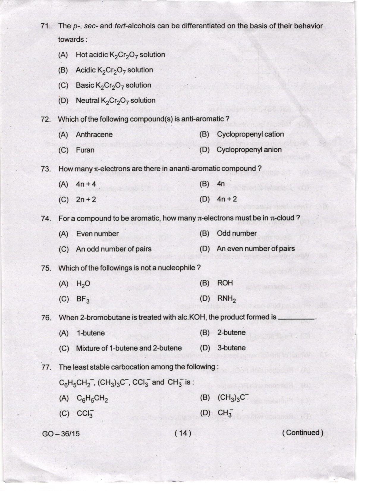 Odisha CPET 2024 CHEMISTRY Question Paper - Page 14