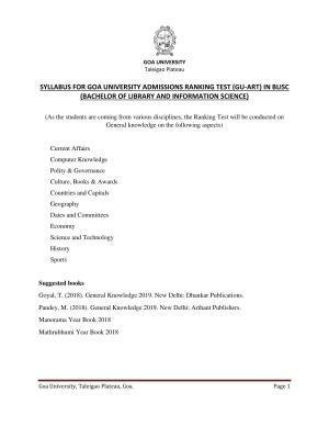 GU ART Library & Information Science (B.L.I.Sc.) Syllabus