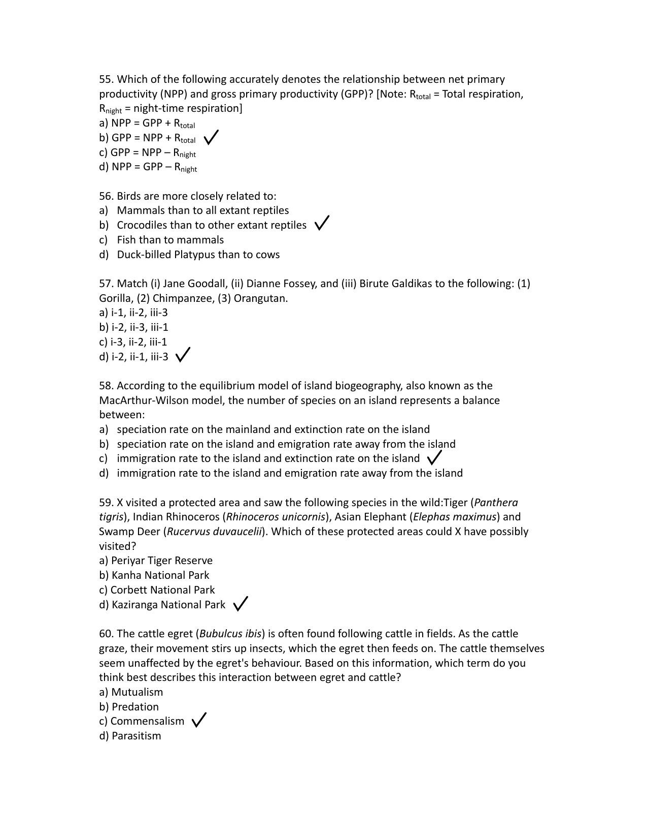 JGEEBILS Wildlife Biology & Conservation Question Paper 2016 - Page 17