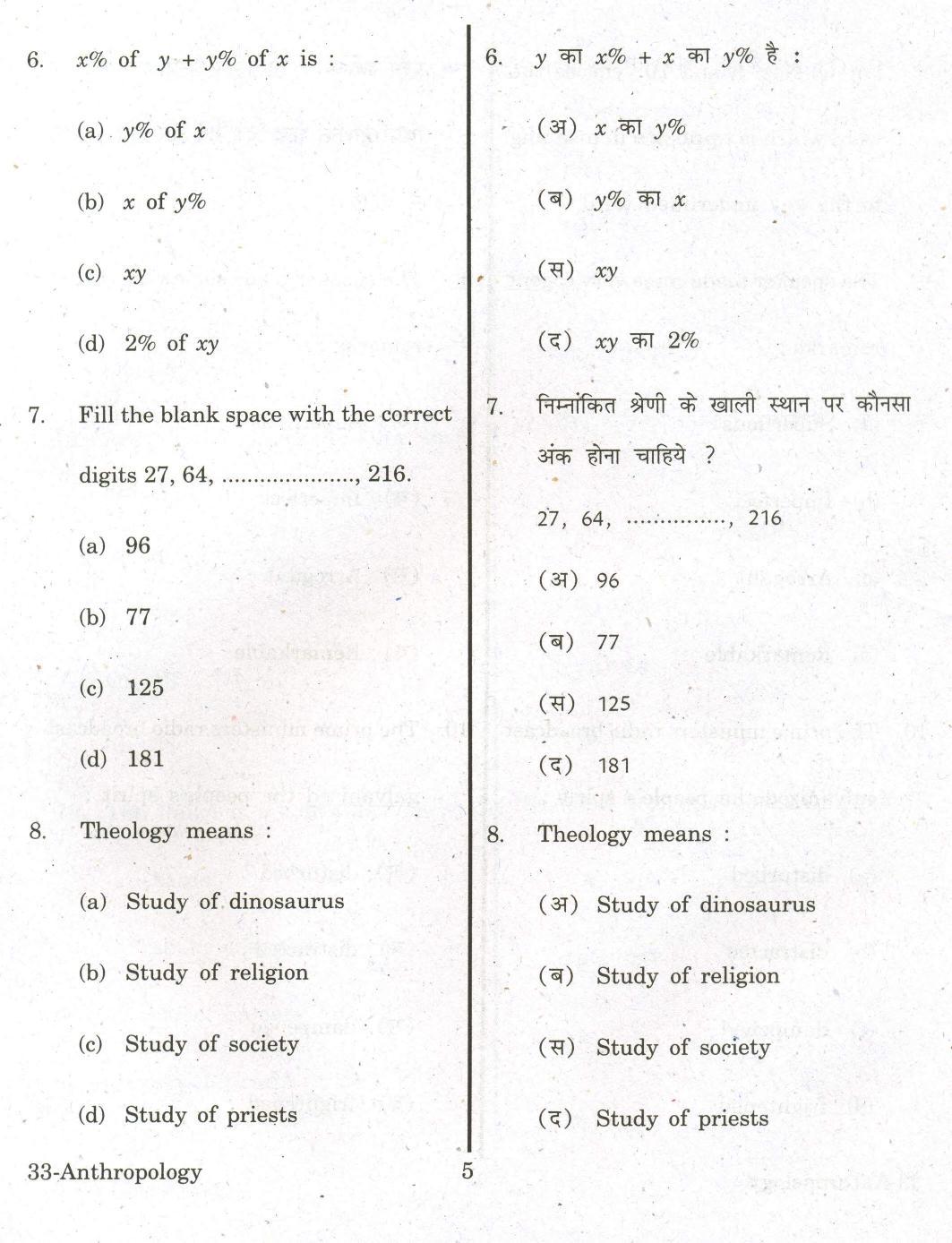 URATPG Anthropology 2013 Question Paper - Page 5