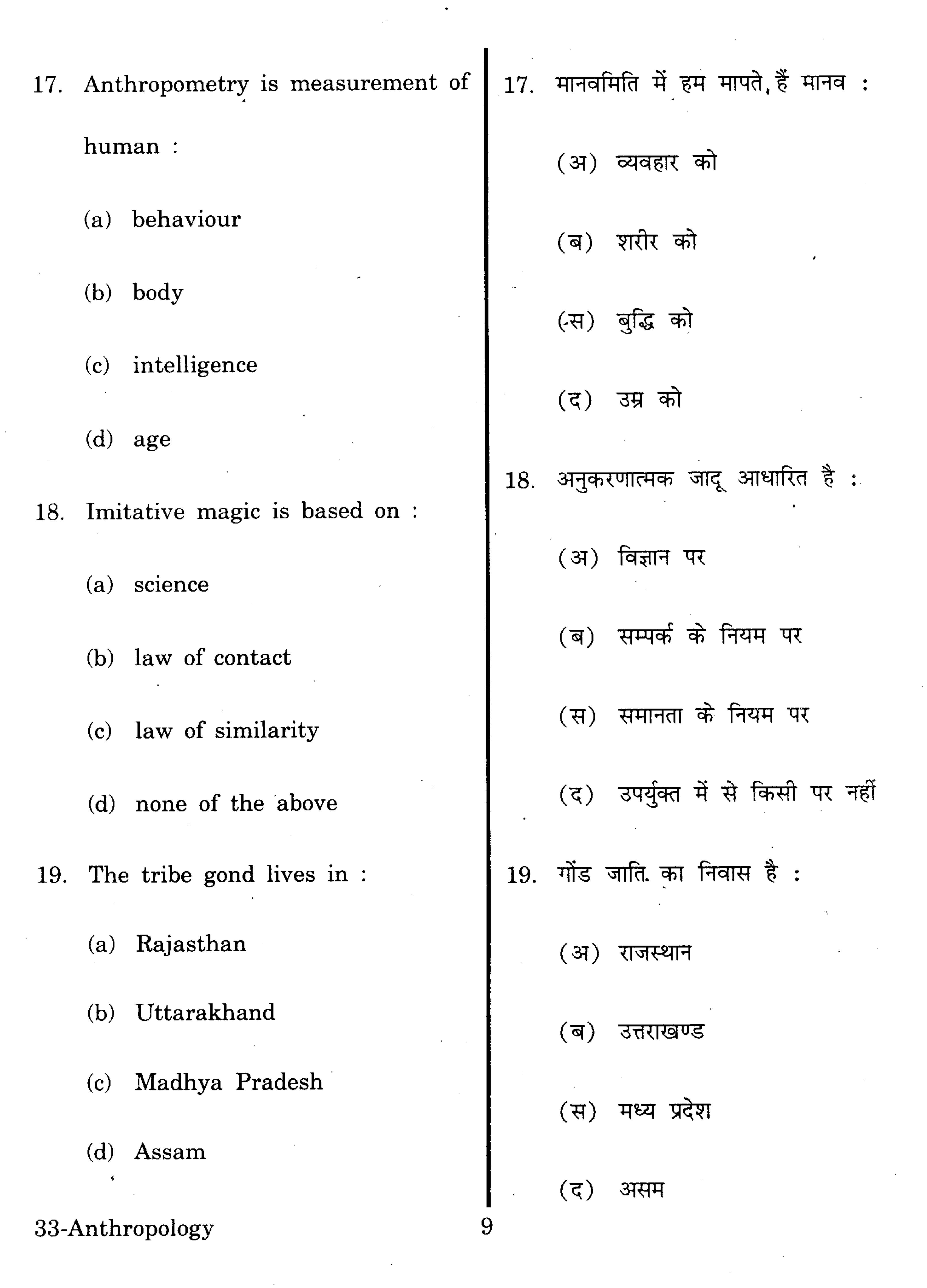URATPG Anthropology 2013 Question Paper - Page 8
