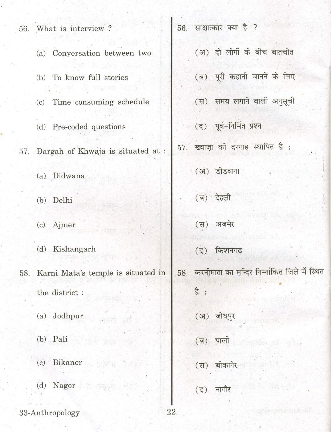 URATPG Anthropology 2013 Question Paper - Page 21