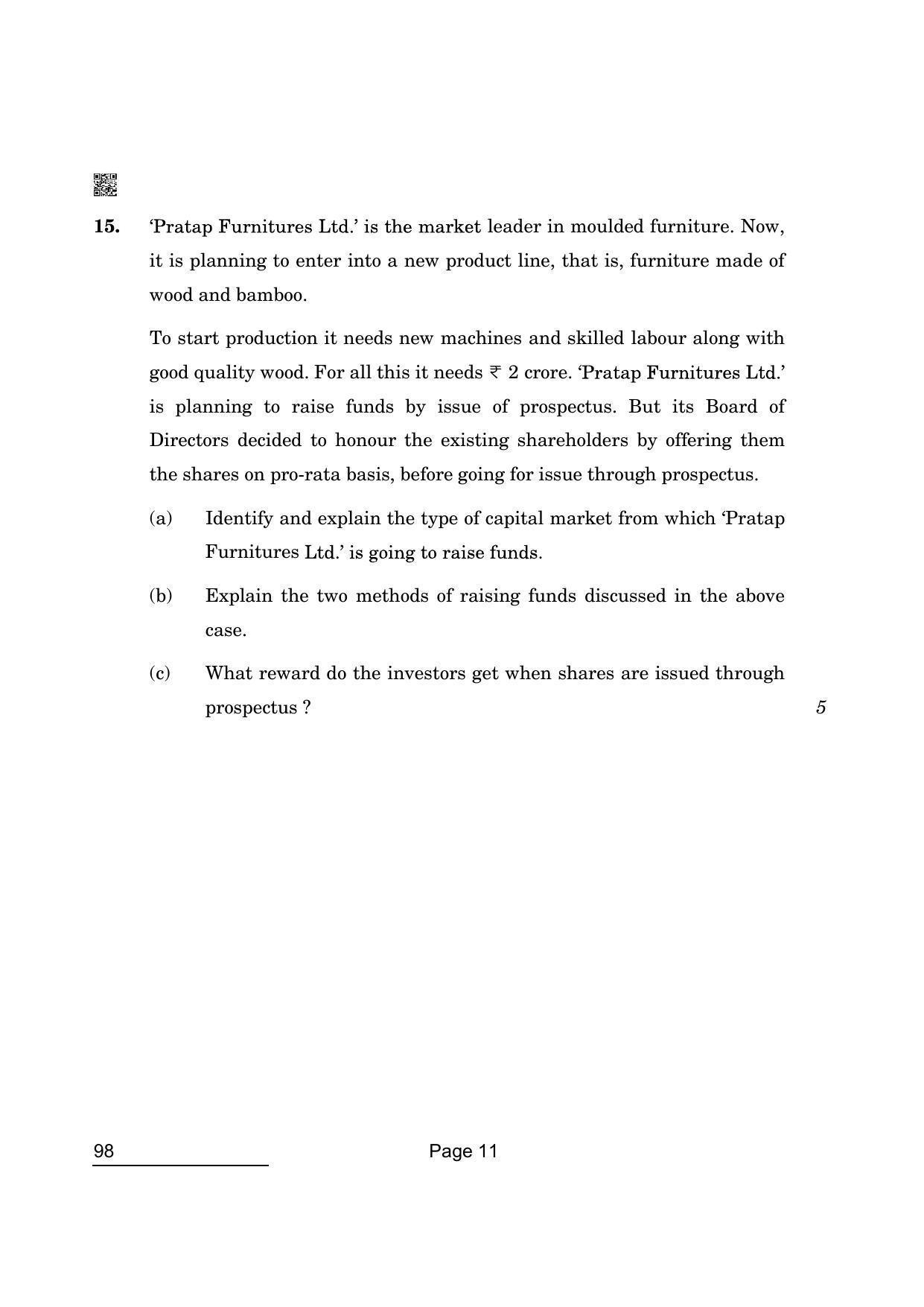 CBSE Class 12 98 Entrepreneurship 2022 Question Paper - Page 11