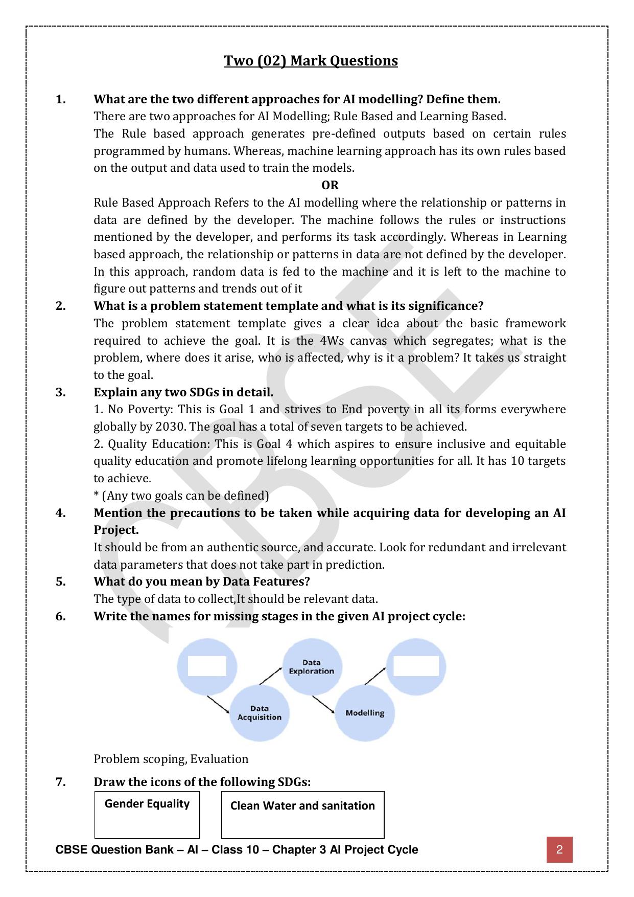 CBSE Class 10 Artificial Intelligence - Chapter 3 Question Bank - Page 2