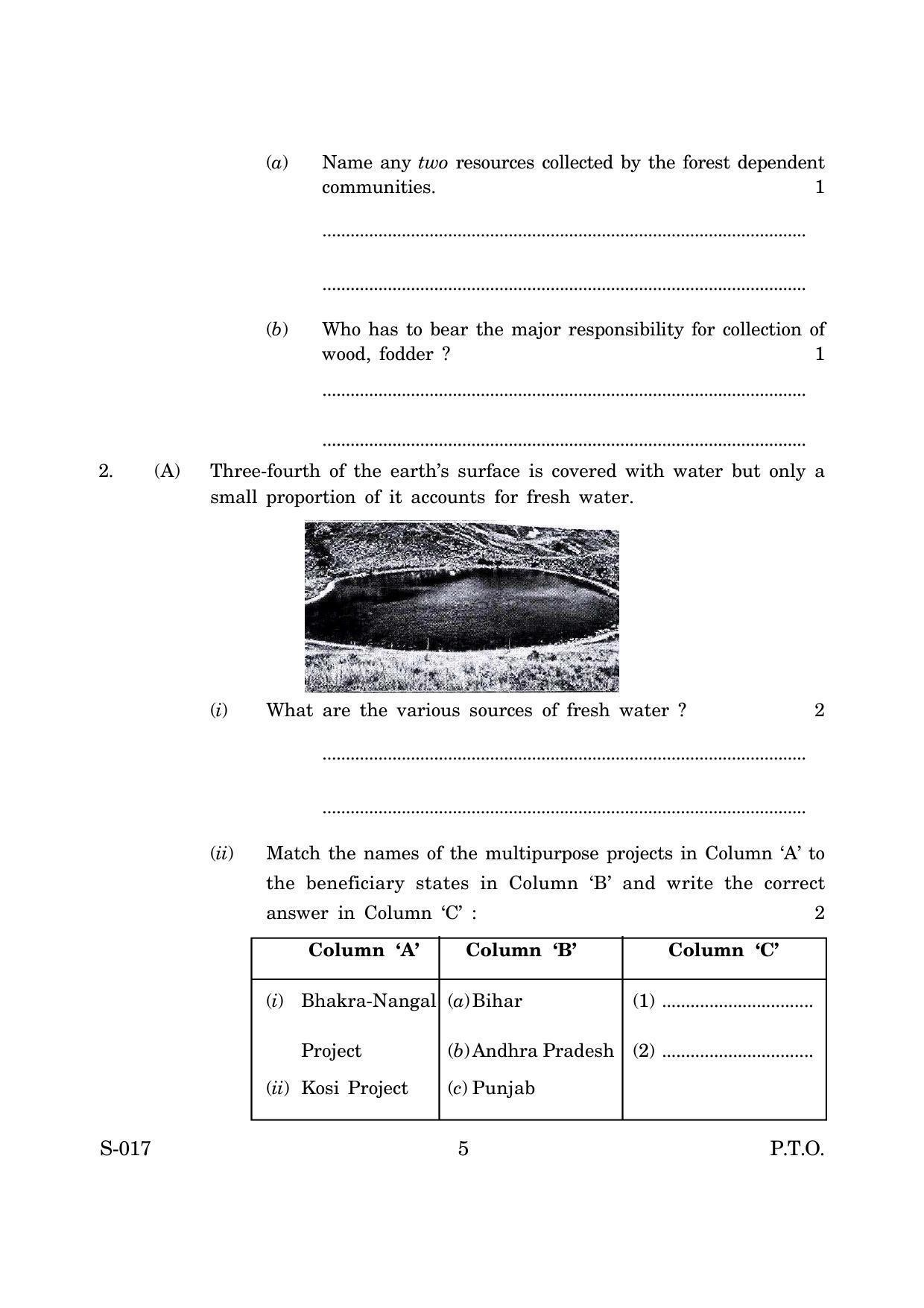Goa Board Class 10 Geography Economics Cwsn  (June 2019) Question Paper - Page 5