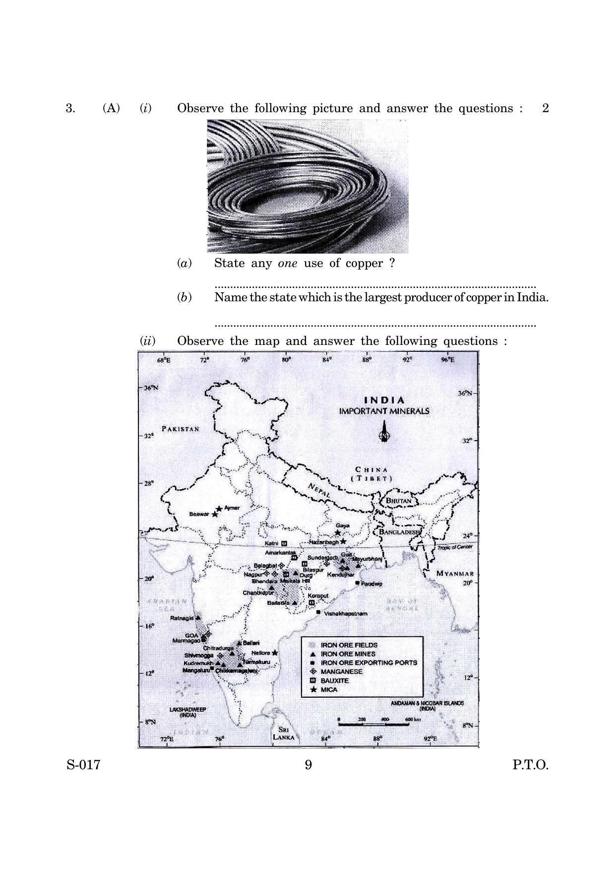 Goa Board Class 10 Geography Economics Cwsn  (June 2019) Question Paper - Page 9
