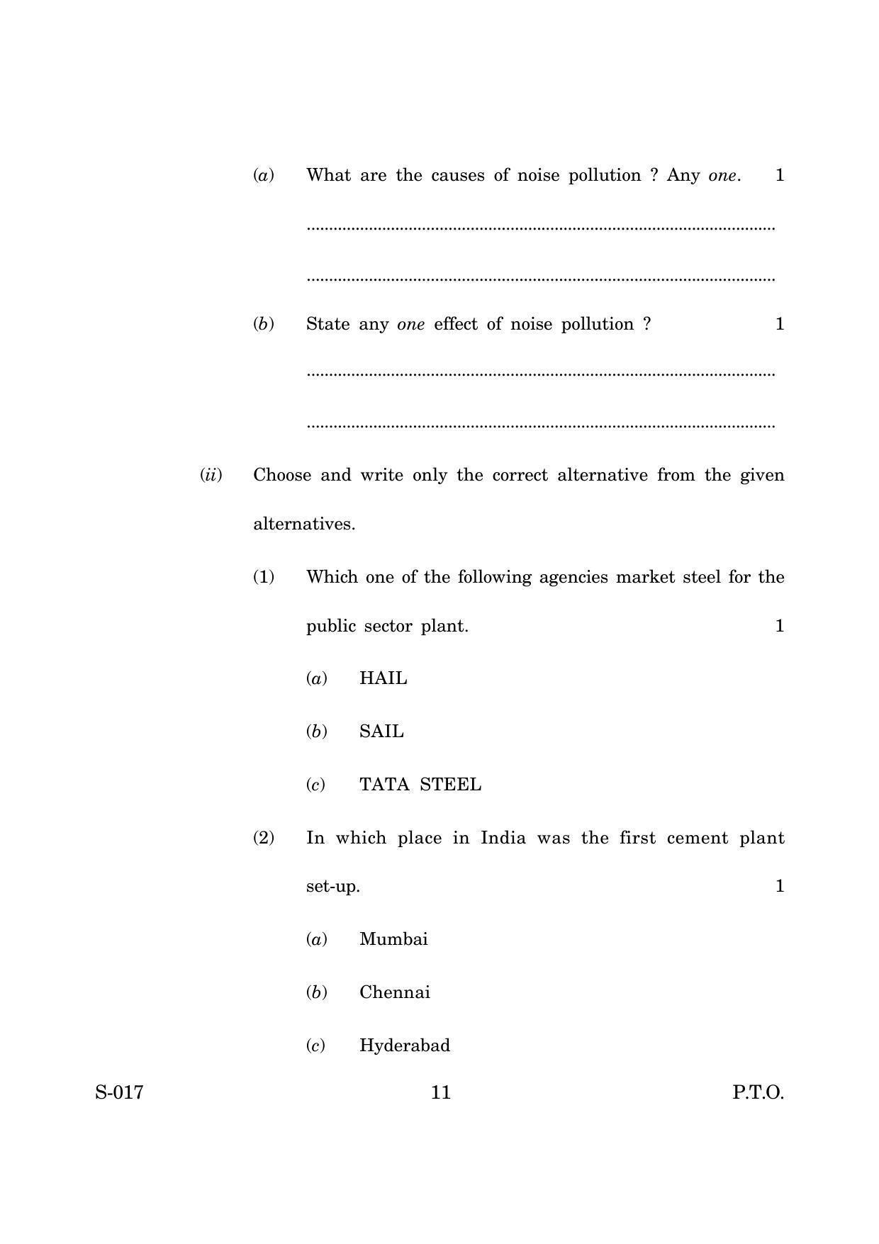 Goa Board Class 10 Geography Economics Cwsn  (June 2019) Question Paper - Page 11