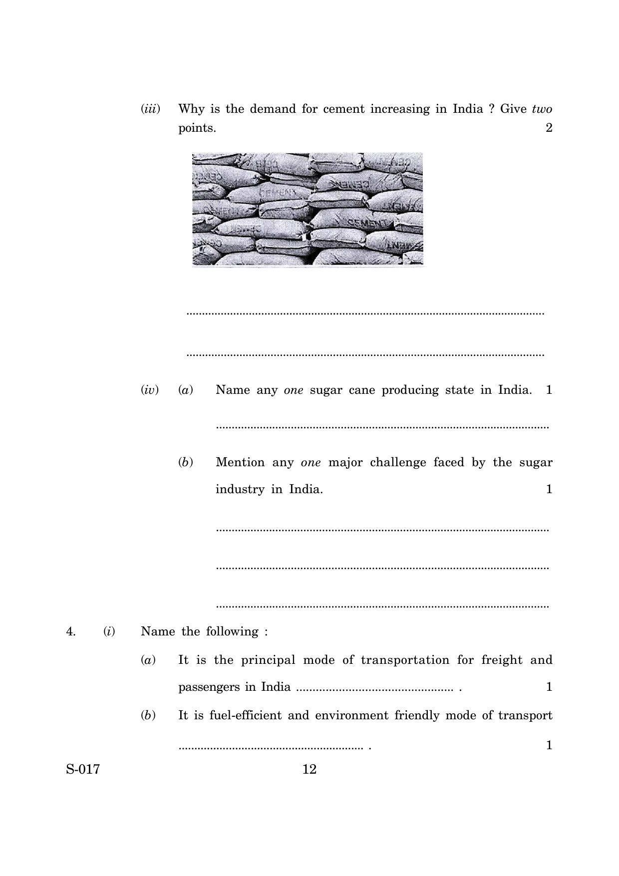 Goa Board Class 10 Geography Economics Cwsn  (June 2019) Question Paper - Page 12