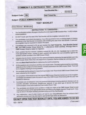 Odisha CPET 2024 PUBLIC ADMINISTRATION Question Papers